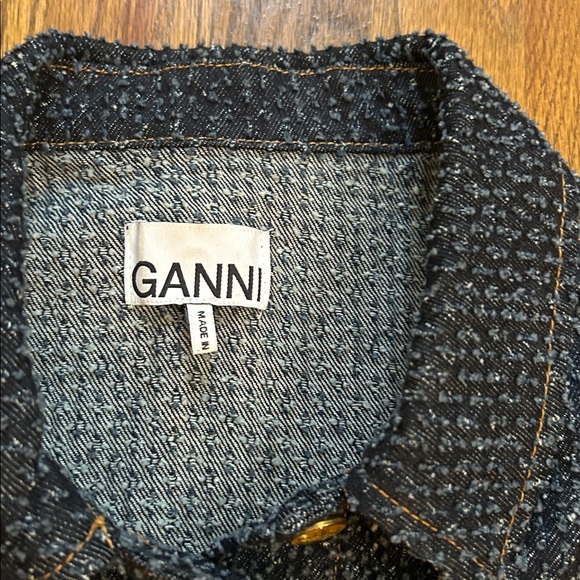 GANNI Short Sleeve Fluffy Denim Mini Dress Sz 40 - Picture 4 of 8